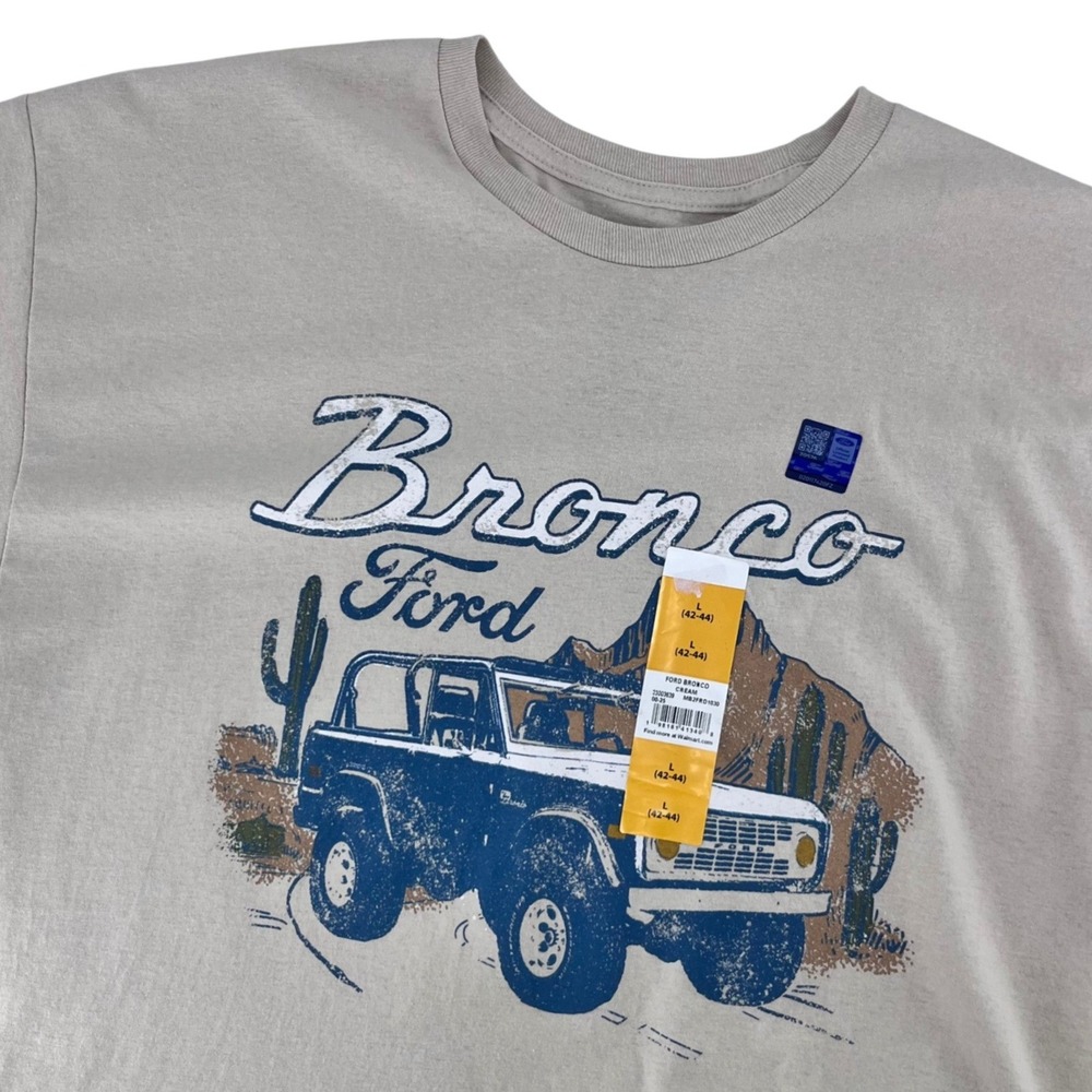 Ford Bronco T-Shirt Mens Large Cream Graphic Off-Road Vintage Style Retro Street